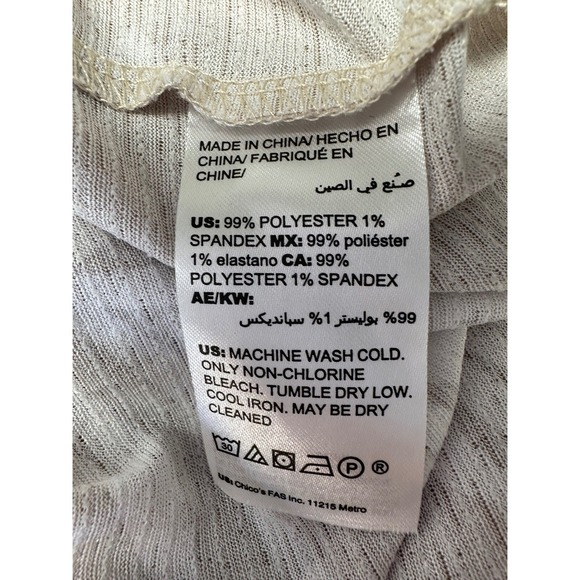 Chicos Palm Leaf VNeck Dolman Sleeve Top Tunic Beige Size XL Resort Tropical - Picture 5 of 9